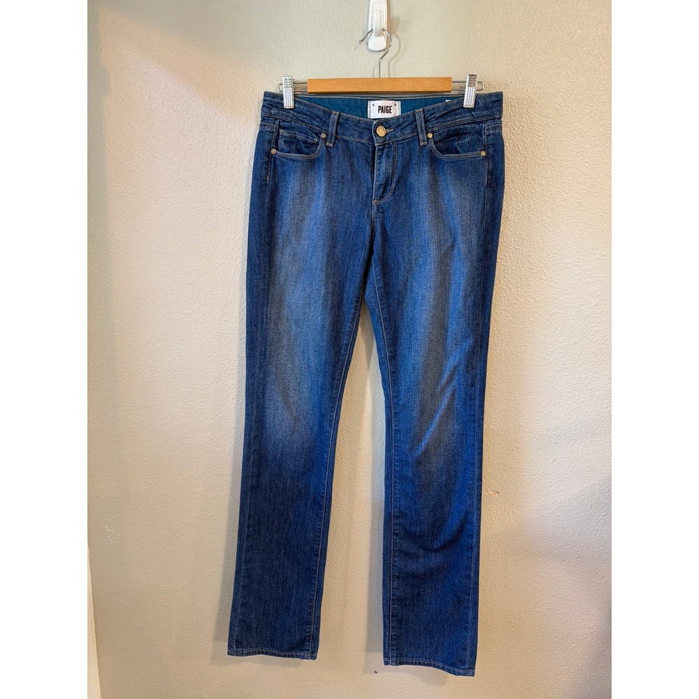Paige Skyline Straight Jeans Women 28 Blue Medium Wash Stretch Denim Made in USA